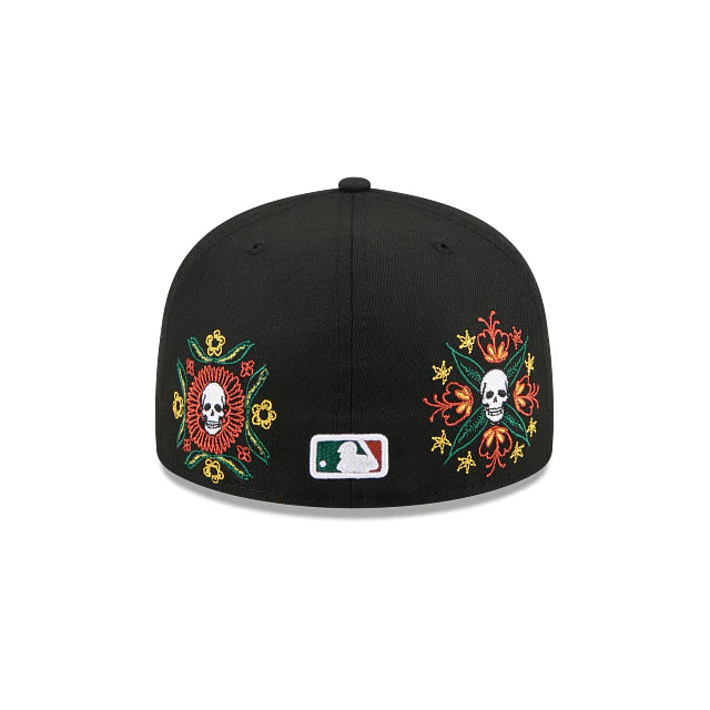 Boston Red Sox MLB Skull and Flowers 59FIFTY Cerrada