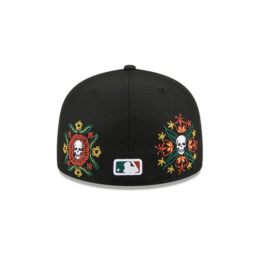 Boston Red Sox MLB Skull and Flowers 59FIFTY Cerrada