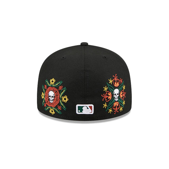 Chicago Cubs MLB Skull and Flowers 59FIFTY Cerrada