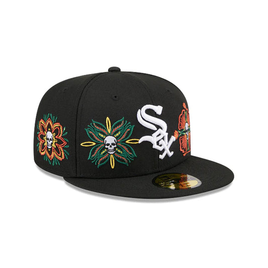 Chicago White Sox MLB Skull and Flowers 59FIFTY Cerrada (Copia)