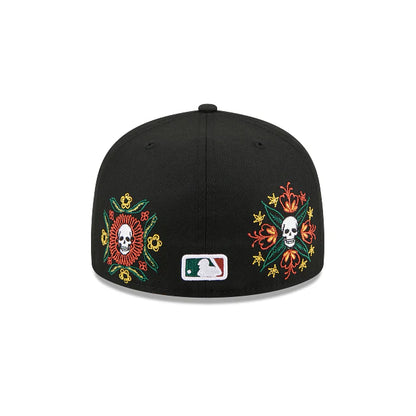 Boston Red Sox MLB Skull and Flowers 59FIFTY Cerrada