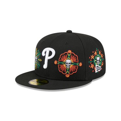 Philadelphia Phillies MLB Skull and Flowers 59FIFTY Cerrada
