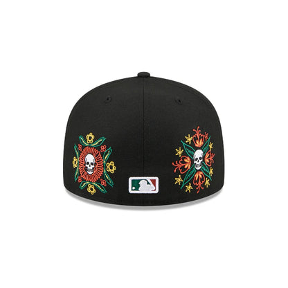 Detroit Tigers MLB Skull and Flowers 59FIFTY Cerrada