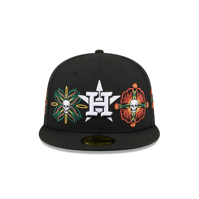 Houston Astros MLB Skull and Flowers 59FIFTY Cerrada
