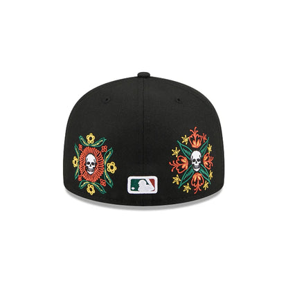 San Diego Padres MLB Skull and Flowers 59FIFTY Cerrada
